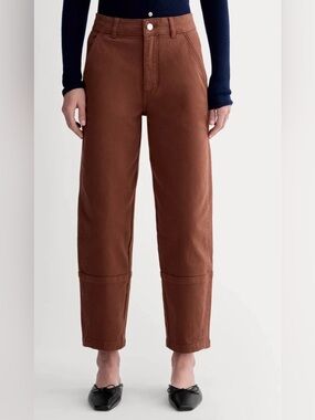 Everlane Women's High-Rise Barrel Pant Jean in Henna Brick Red